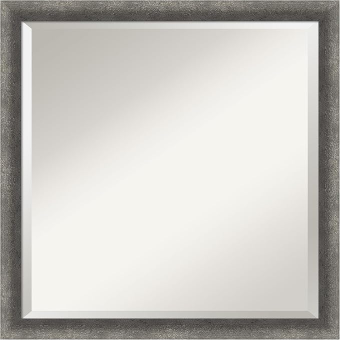 Amanti Art Grey Wall Mirror 22x22 Burnished Concrete Narrow Square Bathroom by AmantiArt