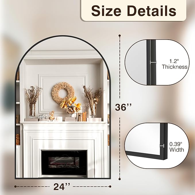 FICTOR Bathroom Mirror for Wall, 2 Pack 24”x36” Arched Vanity Bathroom Mirror - Image 2