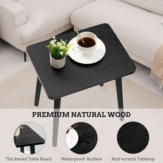 FORAOFUR Black Side/End Table, Minimalist Wooden Small Accent Table - Image 4