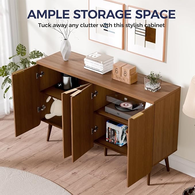 47.2" Buffet Cabinet with 4 Doors, Accent Sideboard Cabinet with Adjustable - Image 5
