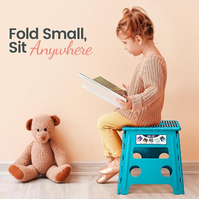 Delxo Folding Step Stool 13 Inch Non-Slip Foldable Stools Up to 300 LBS Kitchen - Image 4