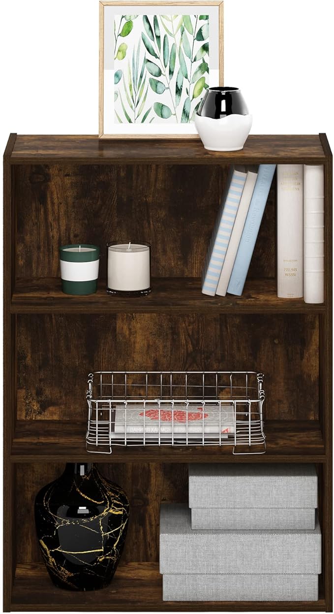 Furinno Pasir 3-Tier Open Shelf Bookcase, Amber Pine - Image 4