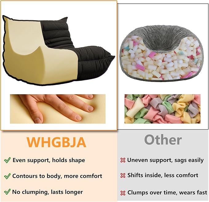 Bean Bag Chairs for Adults, BeanBag Reading Chair Memory Foam Couch 3-Seater - Image 3