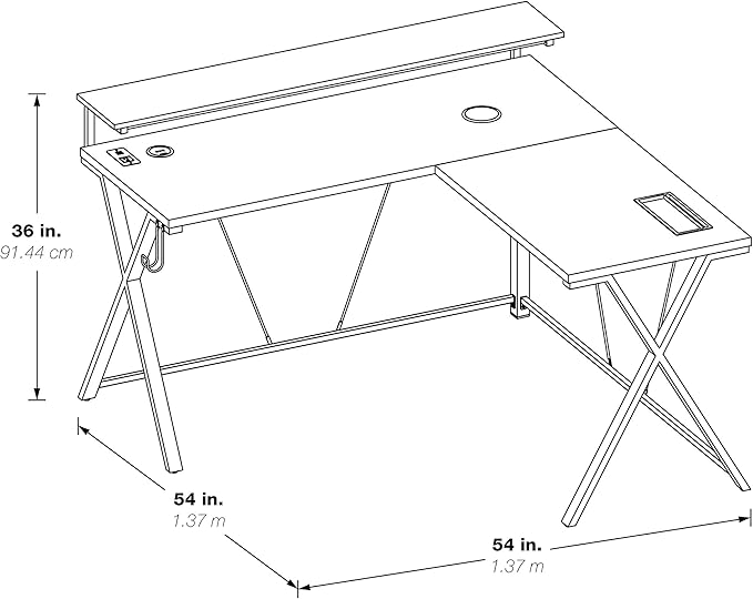OSP Home Furnishings Checkpoint Battlestation L Shaped Gaming Desk - Image 3