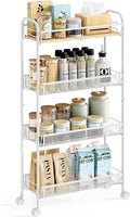KINGRACK Metal Slim Rolling Cart, 4-Tier Metal Utility Cart, Storage Cart by KINGRACK