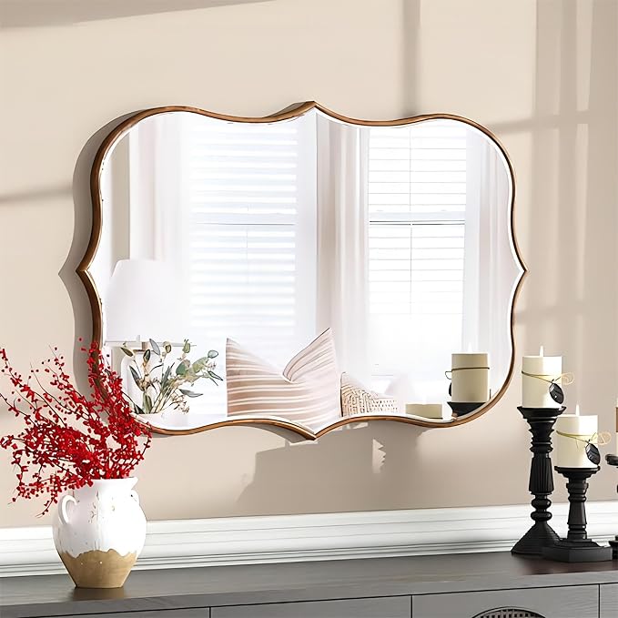 SHYFOY Antique Gold Mirrors for Wall Decor Decorative Wall Mirror Large 25" L x - Image 8