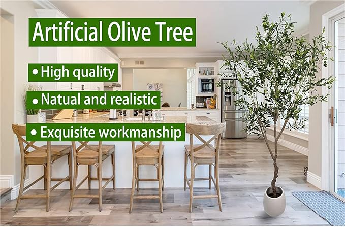 Artificial Olive Tree 7ft Tall, Faux Olive Tree Indoor Artificial Tree - Image 6