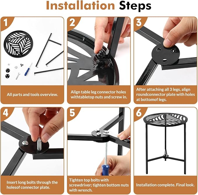 2 Packs 13" Metal Outdoor Side Tables Small Black Outside End Table - Image 4