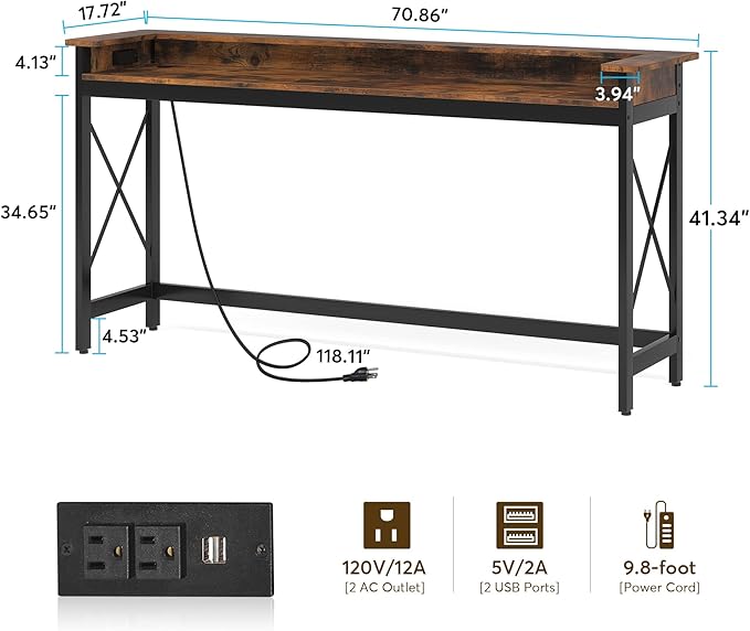 LITTLE TREE 70.9 inch Long Sofa Console Table - Image 3