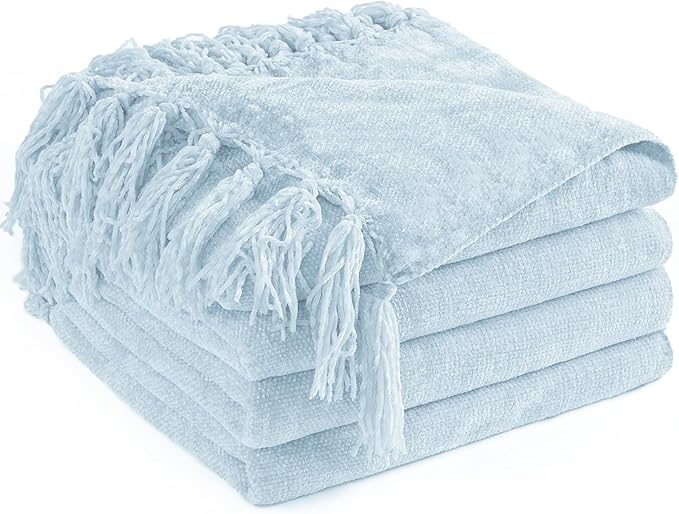 Chenille Throw Blanket for Couch 60"X 80" Twin, Soft Cozy Throws by LONGCREATE