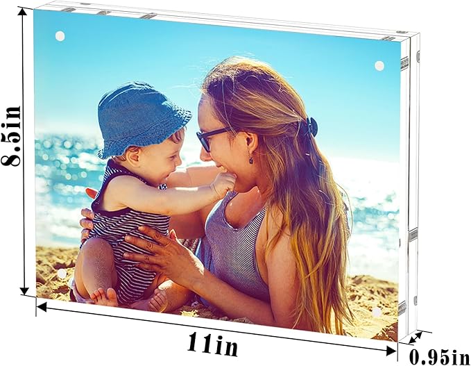 HELPLEX Acrylic Frames, 2 Pack 8.5x11, 24mm Thicker Frameless Clear Frame - Image 2