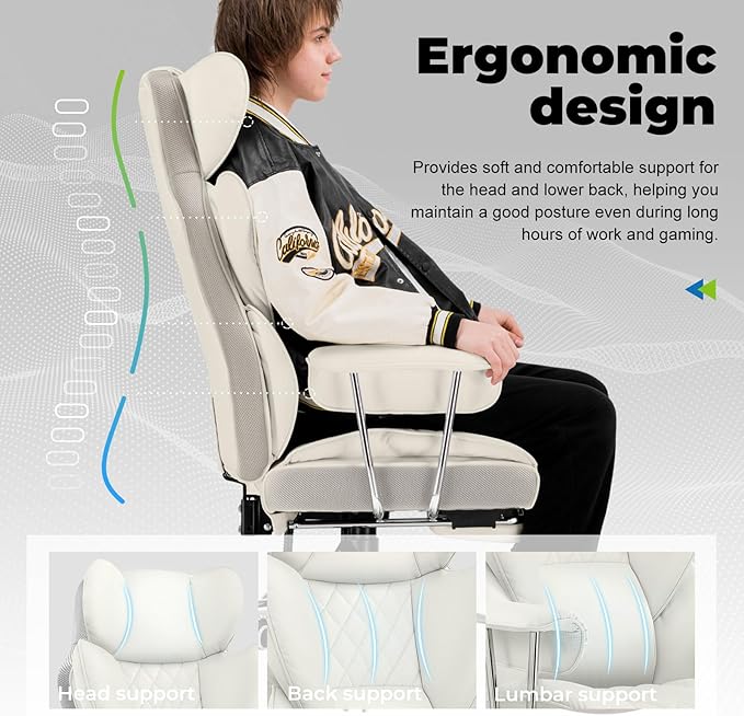 COMHOMA Big and Tall Office Chair, High Back Leather Gaming Chair - Image 3
