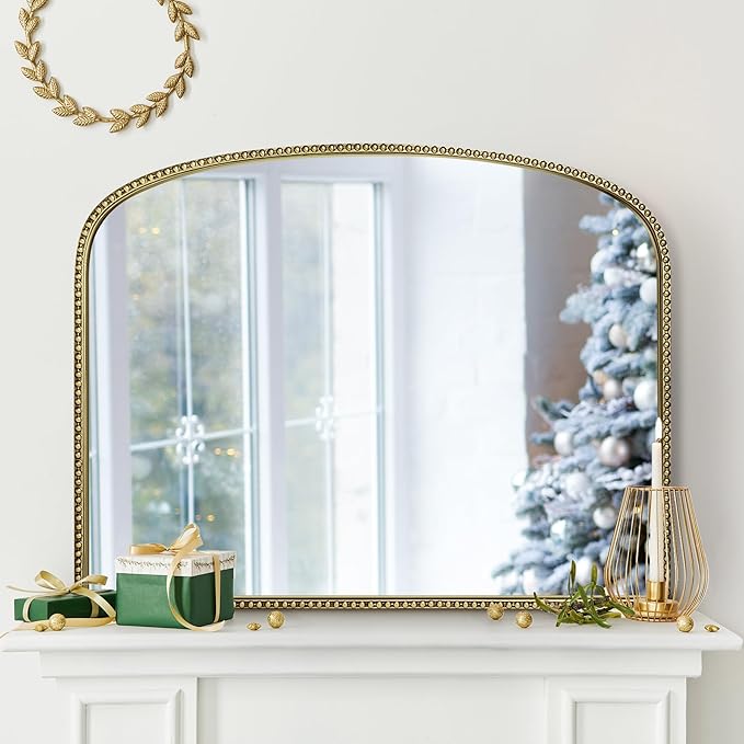36"X28" Arched Mirror, Metal Beaded Frame Mirror - Image 5