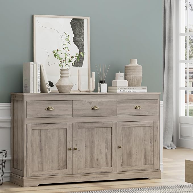 Keyluv Buffet Storage Cabinet, Sideboard Farmhouse Server Bar Wine Cabinet - Image 2