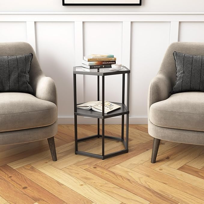 Side Table with 2-Tier Storage Shelf, Modern End Tables - Image 6