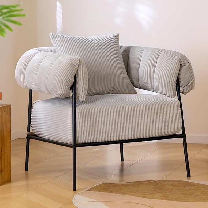 HollyHOME Modern Velvet Accent Chair, Upholstered Comfy Reading Chair, Fabric - Image 9