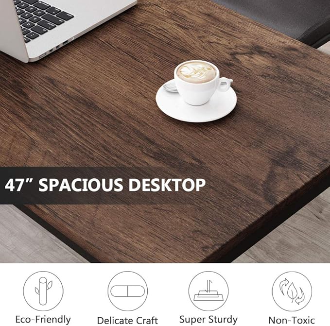 Tribesigns Modern Simple Computer Desk, 47 inch Vintage Office Desk Computer - Image 5