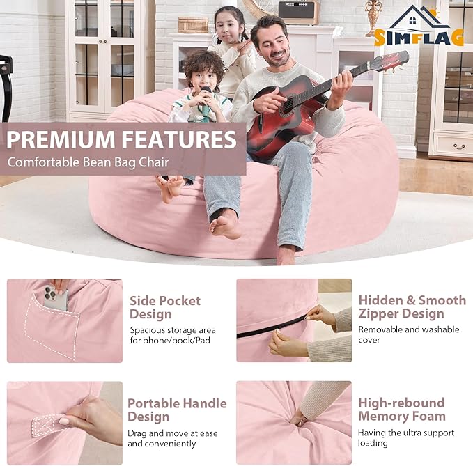 4FT Bean Bag Chair, Large Bean Bag Chairs - Image 4