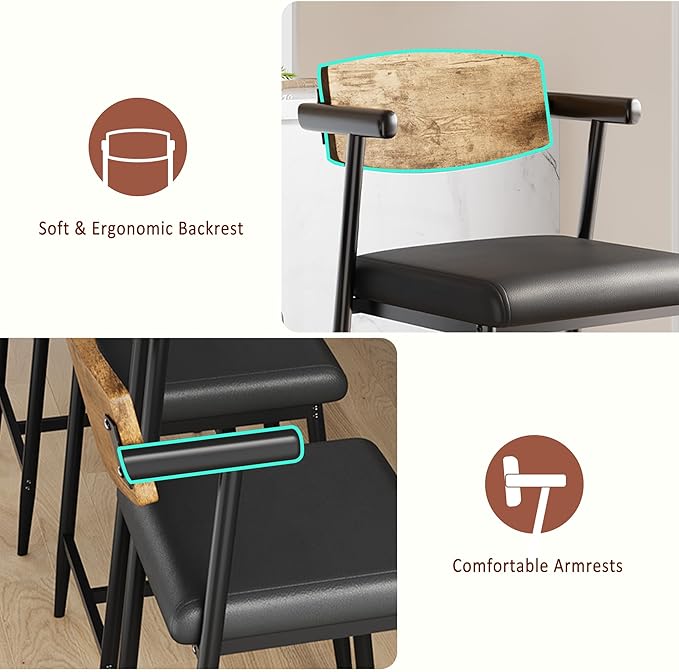 GarveeHome Counter Height Bar Stools Set of 2 - Image 6