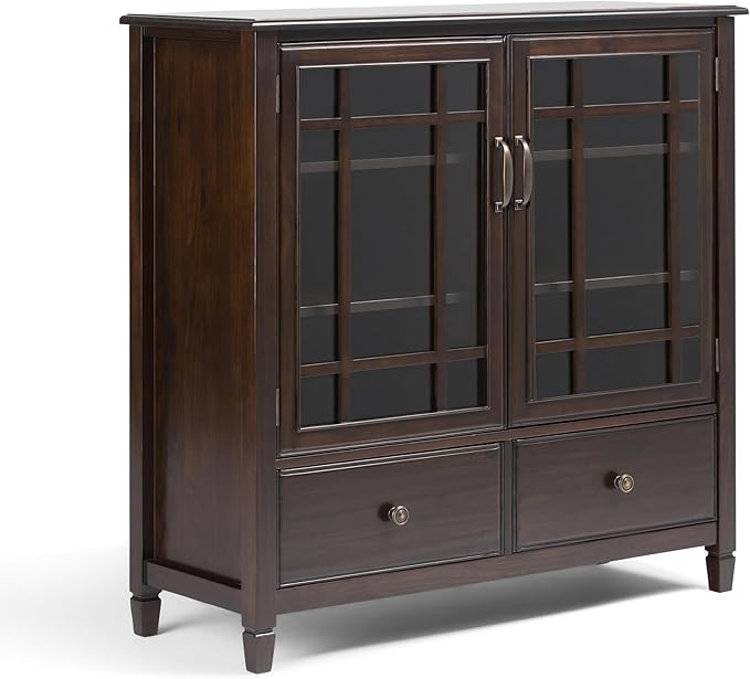 SIMPLIHOME Connaught SOLID WOOD 46 Inch Wide Traditional Tall Storage Cabinet by SimpliHome