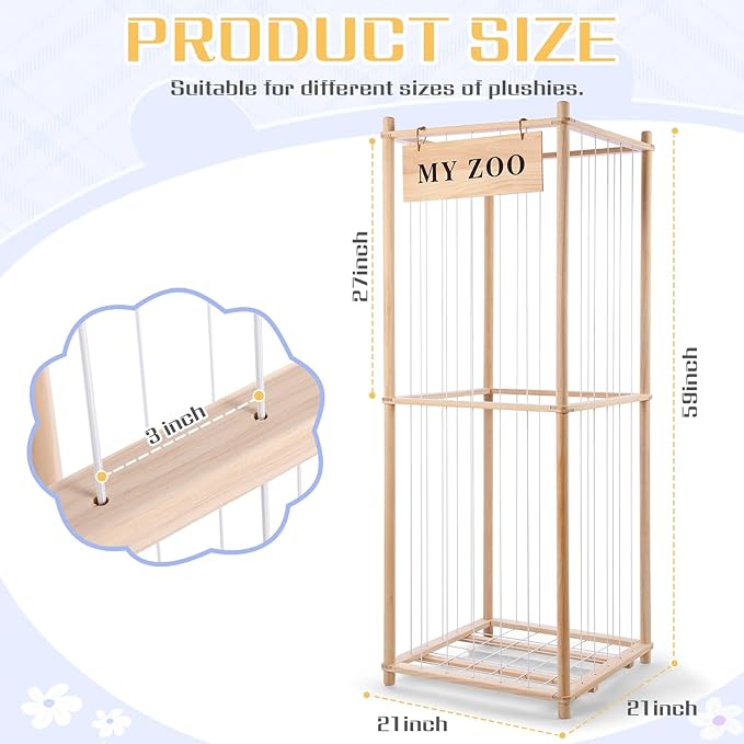 Stuffed Animal Storage Zoo, Wooden Stuffed Animal Organizer - Image 2