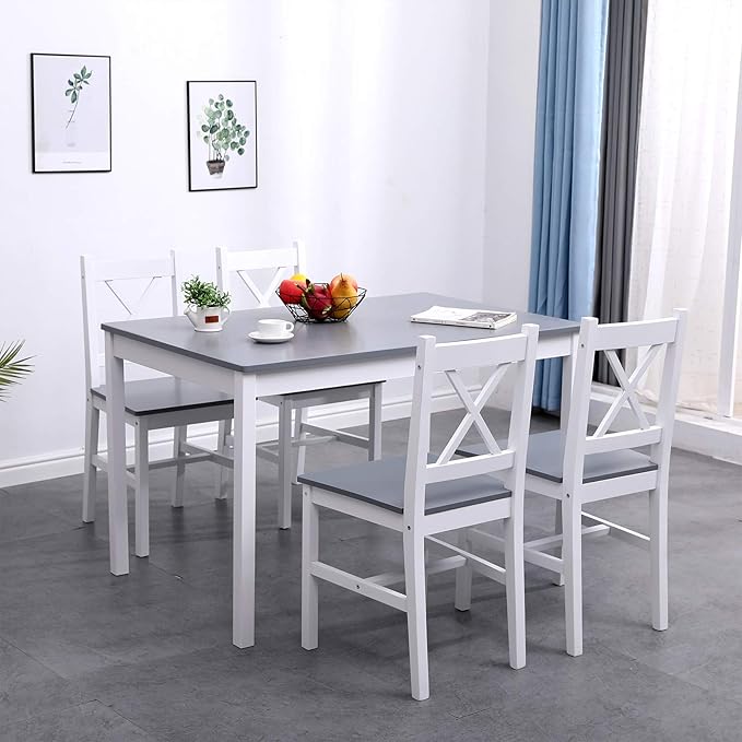 soges Dining Table Set for 4, 42.5 inch Pine Wood Dining Room Table - Image 2