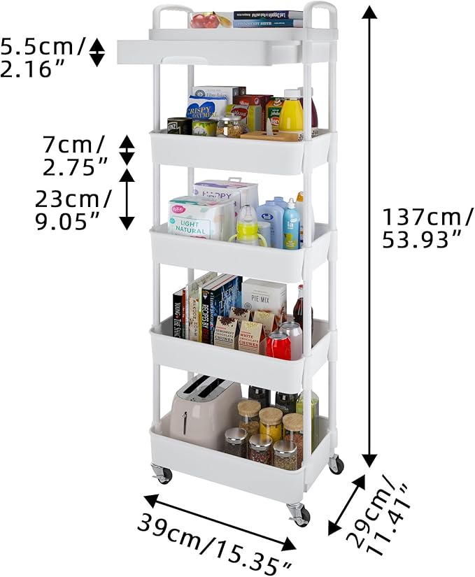 Calmootey 5-Tier Rolling Utility Cart - Image 5