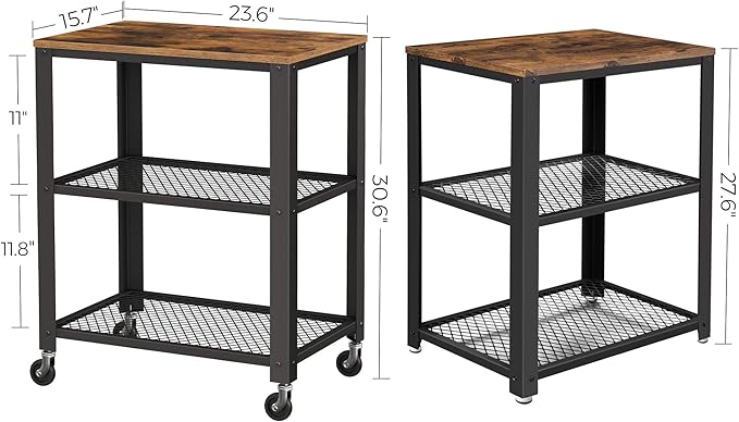 VASAGLE BRYCE Serving Cart, 3-Tier Kitchen Utility Cart on Wheels - Image 7