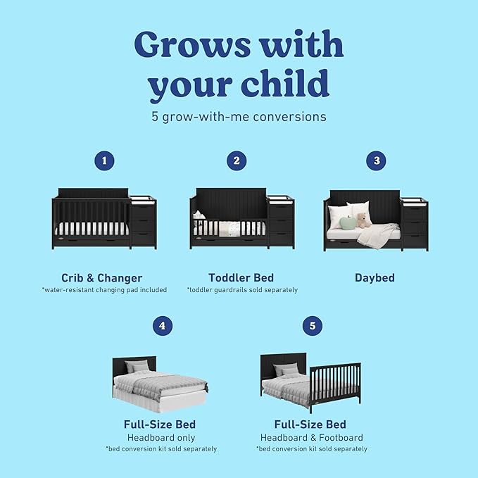 Graco Hadley All-in-One Convertible Crib & Changer – GREENGUARD Gold Certified - Image 4