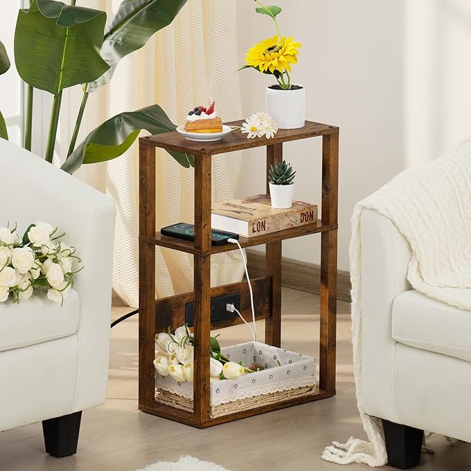 3-Tier Small Narrow Wood Side Table Set of 2 - Image 2