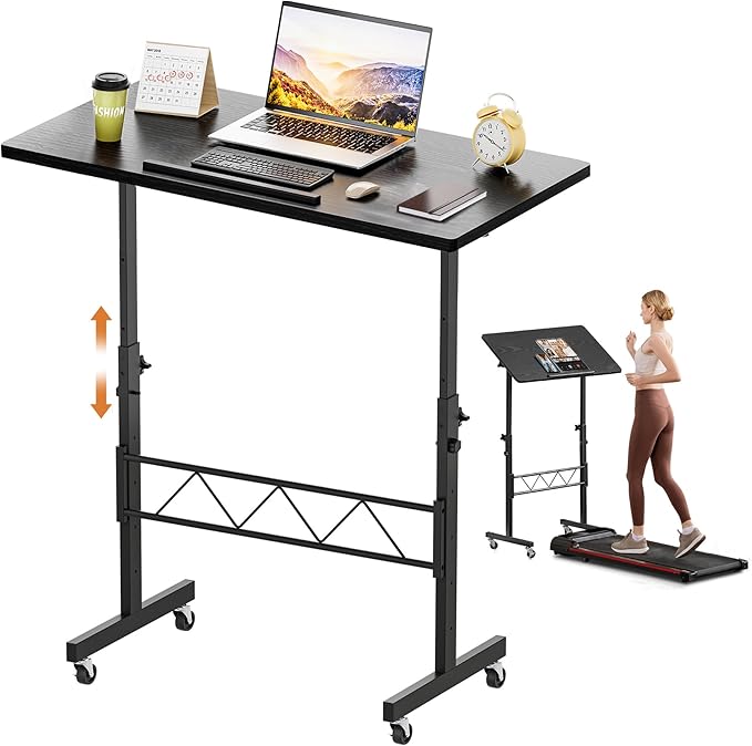 COMHOMA Small Standing Desk Adjustable Height & Tiltable Tabletop, Mobile Stand by ComHoma