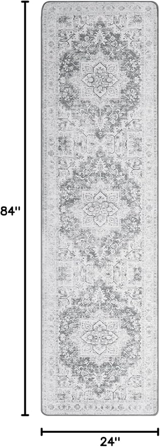 GENIMO Runner Rug 2x7, Non Slip Vintage Machine Washable Hallway Runner - Image 2