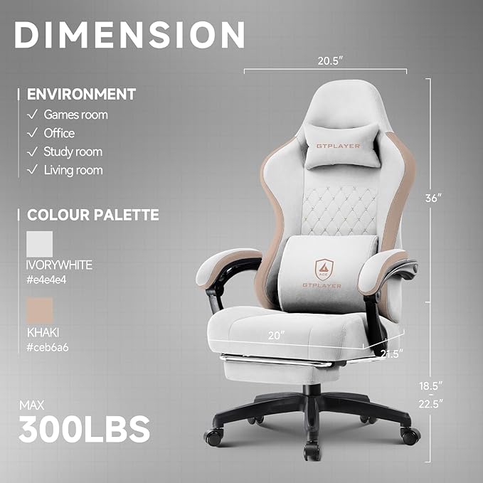 GTPLAYER Office Chair, Gaming Computer Desk Fabric Chair - Image 3