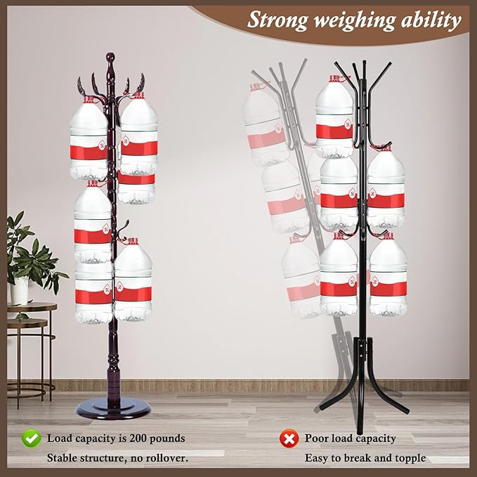 Wooden Coat Rack Freestanding, Vintage Coat Racks - Image 3