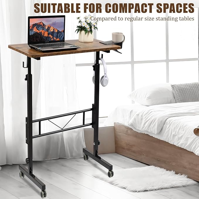 SIDUCAL Standing Desk Adjustable Height, Small Mobile Stand Up Desk - Image 8