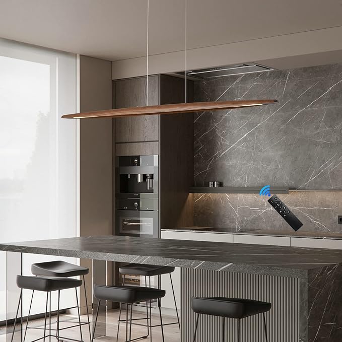 71" Wood Linear Pendant Light Wood Linear Dinning Room Light Island Lights LED - Image 8