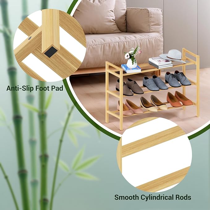 Haddockway Bamboo Shoe Rack for Closet, Free Standing Shoe Organizer - Image 8