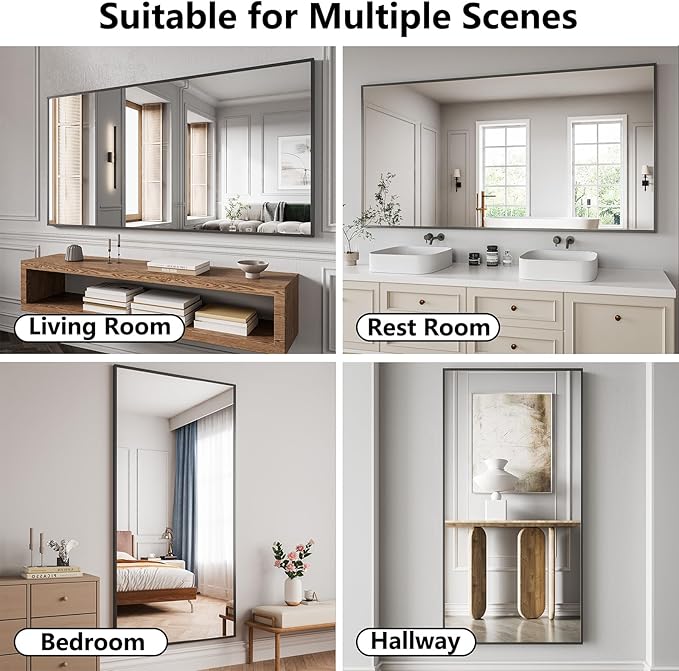 Bathroom Mirror 30x71 Black Bathroom Wall-Mounted Mirrors, Modern Vanity Mirror - Image 4