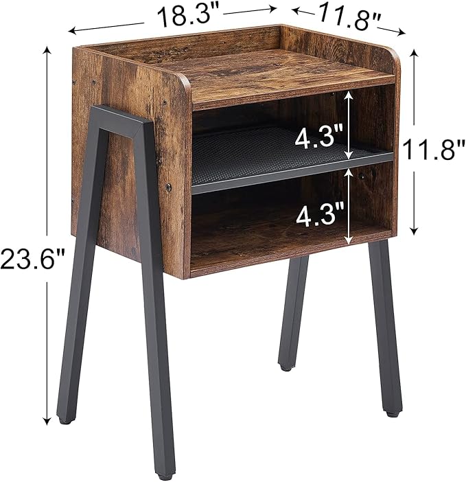 VECELO Nightstand Set of 2, Industrial Side End Table/Stackable Accent Furniture - Image 3