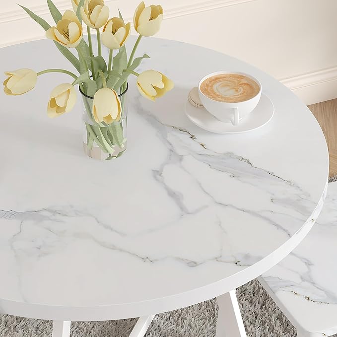 VECELO Small Round Dining Table Set - Image 4