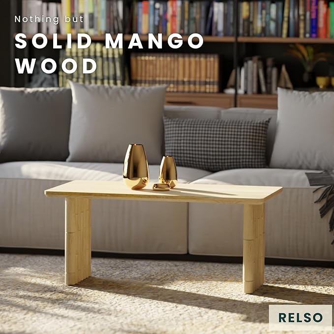 Bambos Coffee Table | Sold Mango Wood Center Table - Image 3