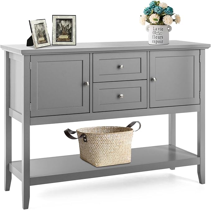 COSTWAY Buffet Sideboard, with 2 Wood Storage Drawers & Open Shelf, Console by COSTWAY