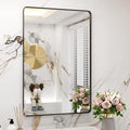 WEER Black Framed Bathroom Mirror, 24X36 Inch Rounded Rectangle Black Bathroom by WEER