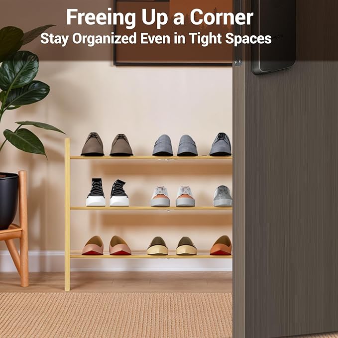 Haddockway Bamboo Shoe Rack for Closet, Free Standing Shoe Organizer - Image 6