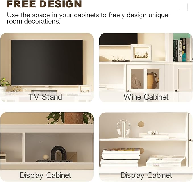 Wall Unit TV Stand with Storage & LED Lights, Large Entertainment Center with - Image 6