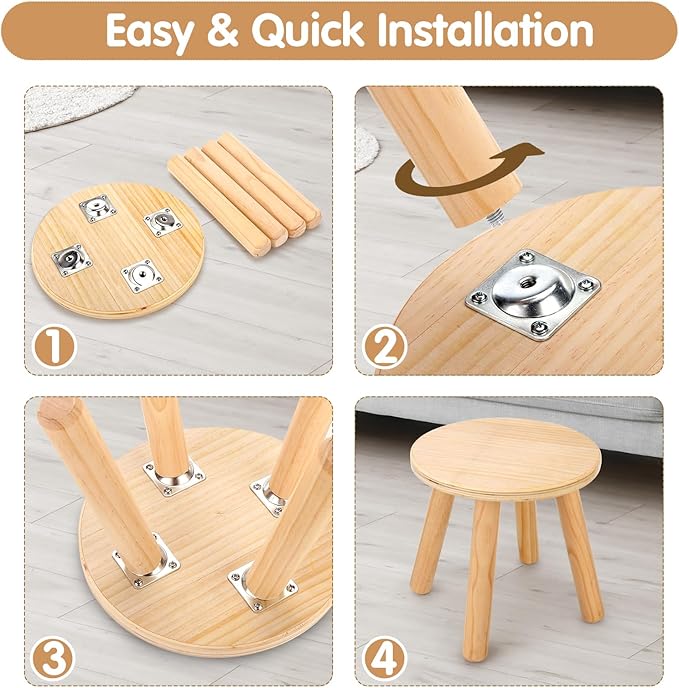 wingyz Wooden Step Stools for Kids, 10 Inch Solid Kids Chairs Perfect Matched - Image 4