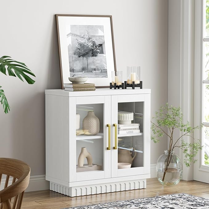 Buffet Cabinet with Storage, Sideboard Buffet with Glass Doors, Cupboard by Baztin