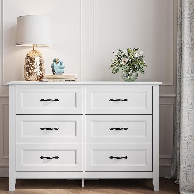 LINSY HOME 6 Drawers Dresser for Bedroom, Modern Farmhouse Dresser TV Stand - Image 6