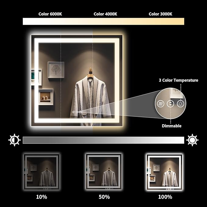 36x36 Inch LED Bathroom Mirror - Image 4