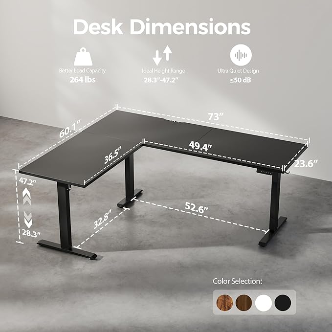 Agilestic Triple Motors 73" x 60" L Shaped Standing Desk, Electric Standing - Image 3